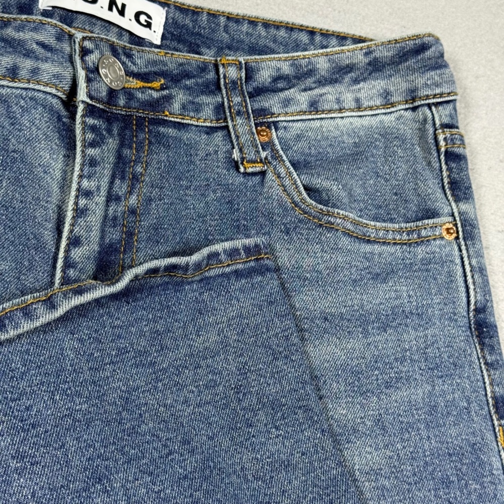 S.O.N.G. Womens High Rise Wide Leg Jeans Medium Wash Blue Size 5/27